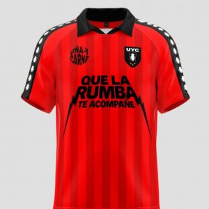 Camiseta Premium roja "Que la Rumba te acompañe" Frente